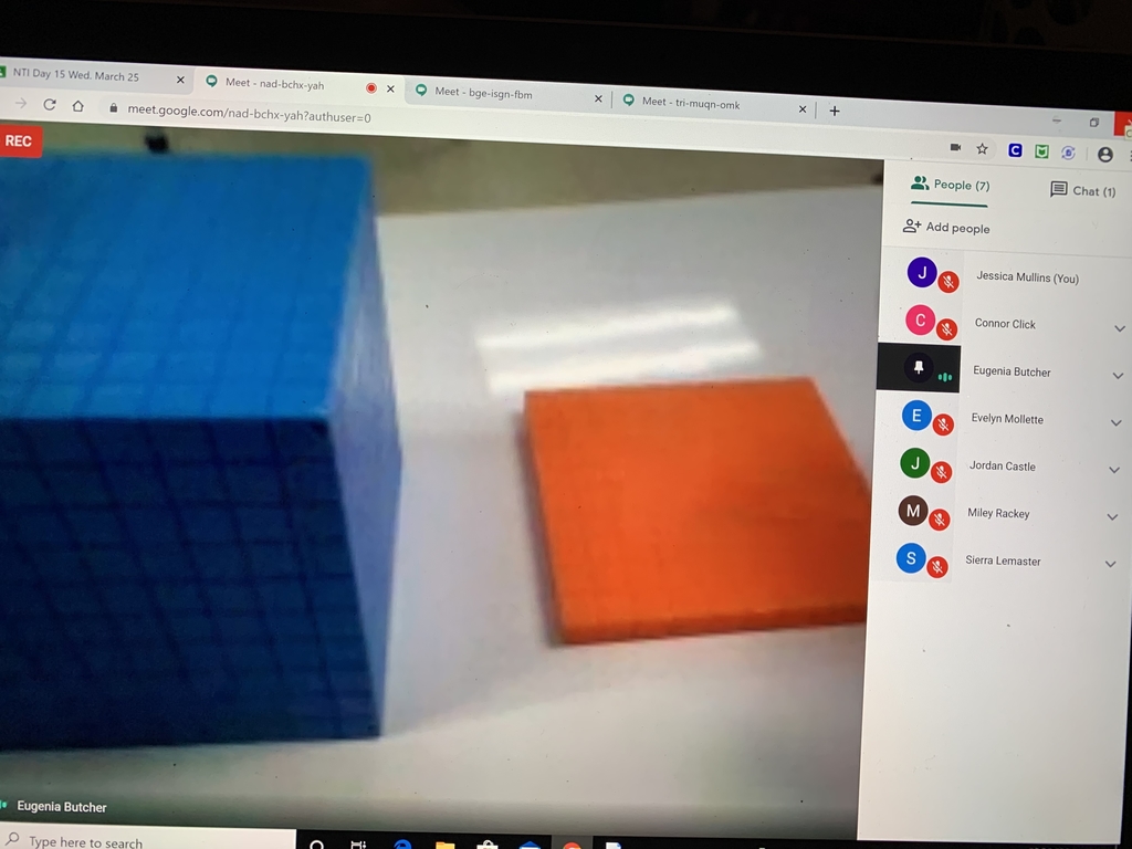 Base ten blocks with Mrs. Butcher