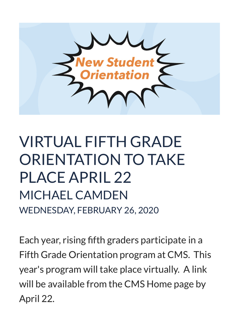 Fifth grade orientation 