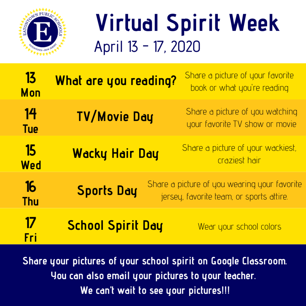Virtual Spirit Week April 13-17