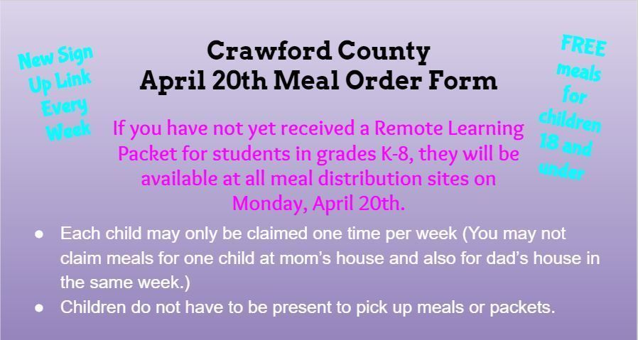 Meals available April 20