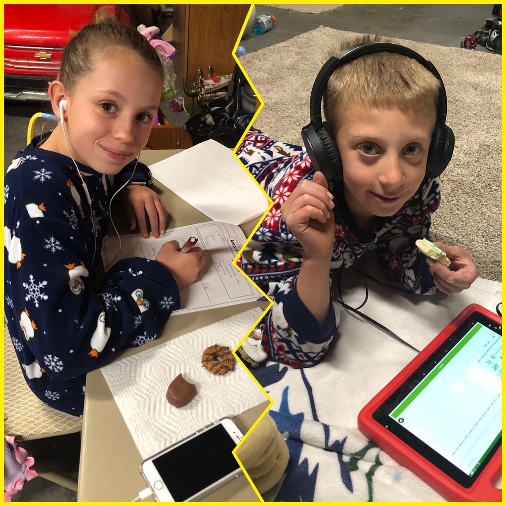 Kids working in their pajamas. 