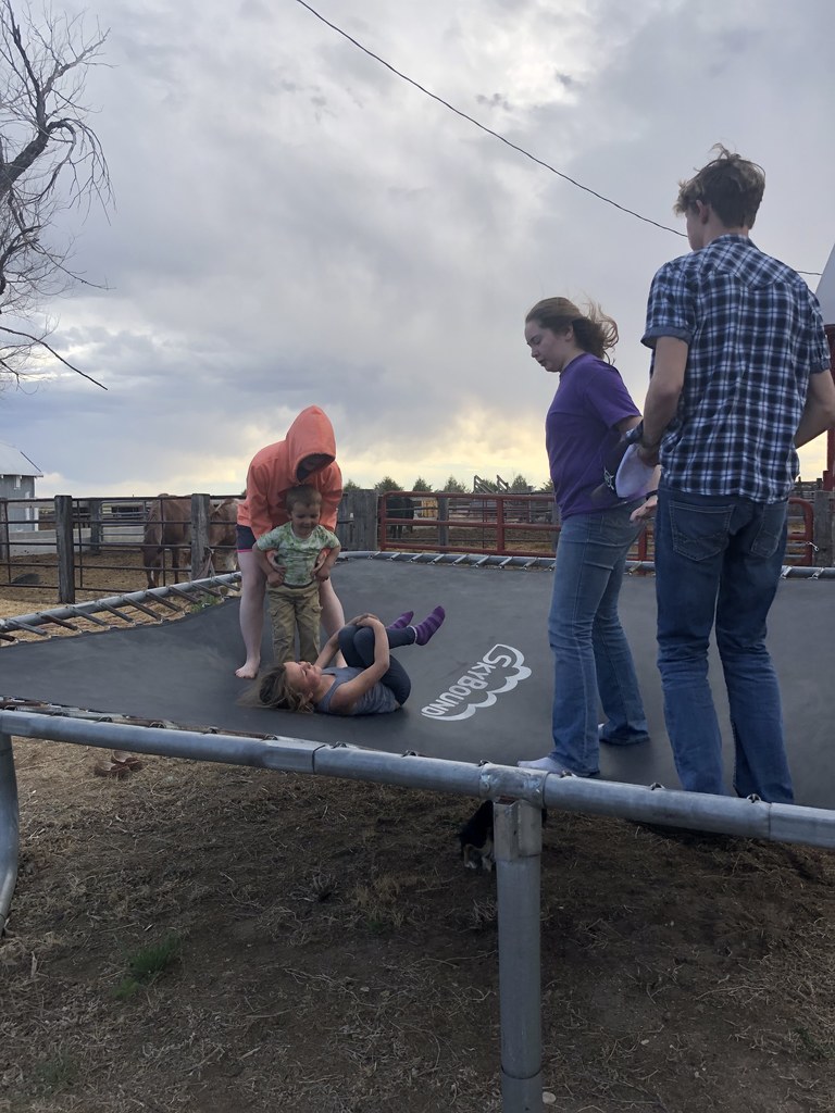 Kids jumping on trampoline