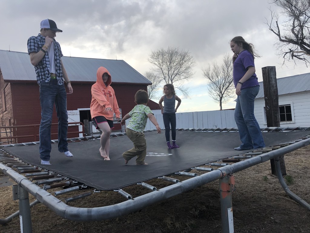 Kids jumping on trampoline