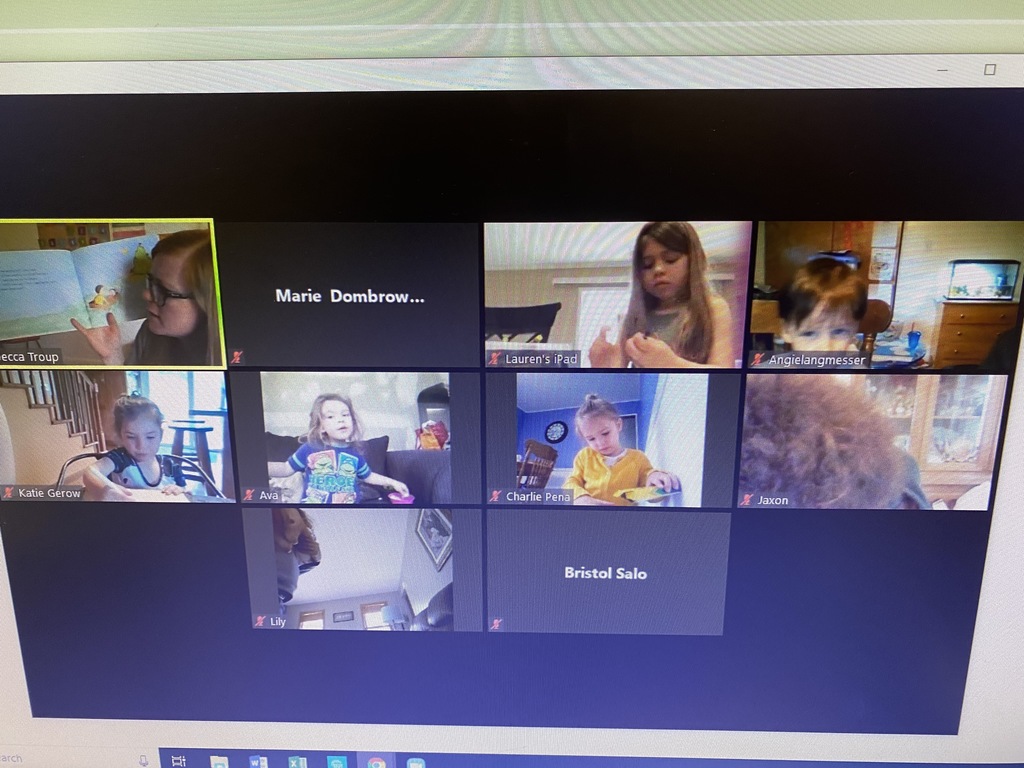 Ms. Rebecca's 3 year old AM online session listening to the story!!