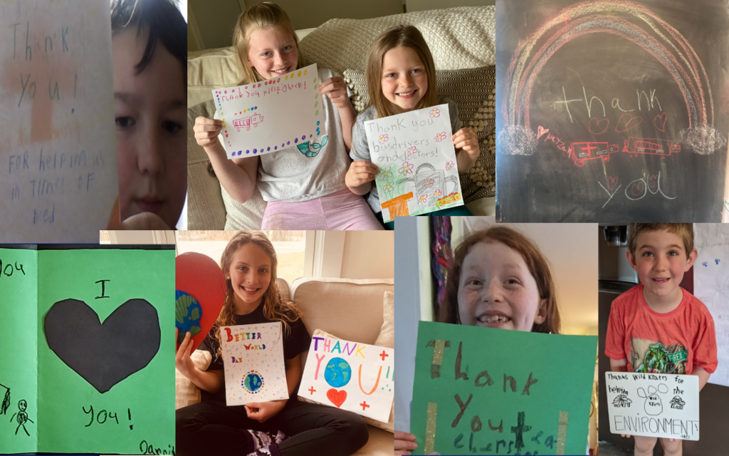 Compilation of thank you cards from St. George School students.