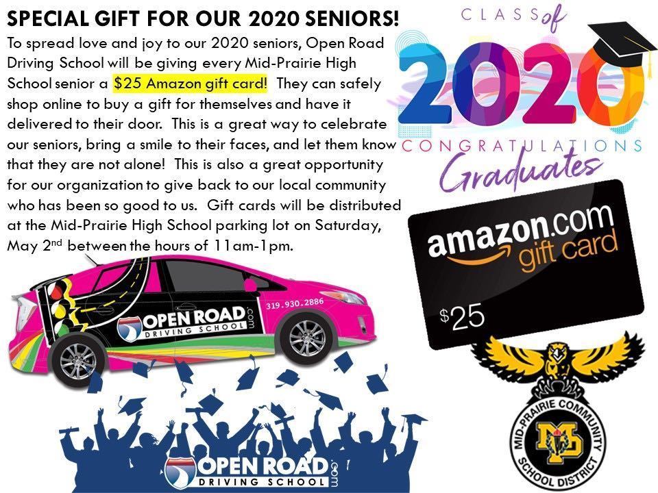 Open Road Amazon gift card distribution