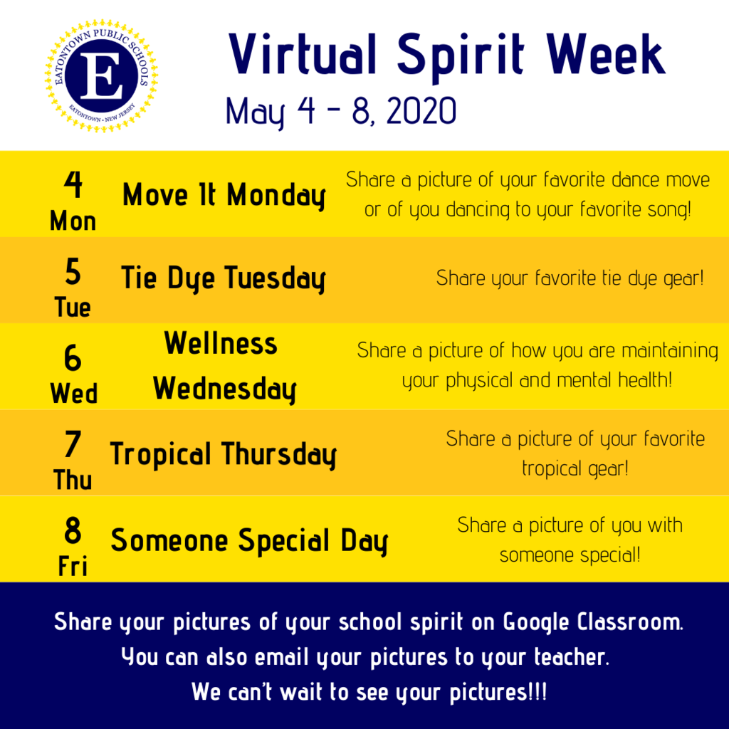 Virtual Spirit Week May 4 - 8
