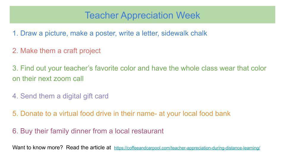 Ways to show appreciation to teachers during Teacher Appreciation Week
