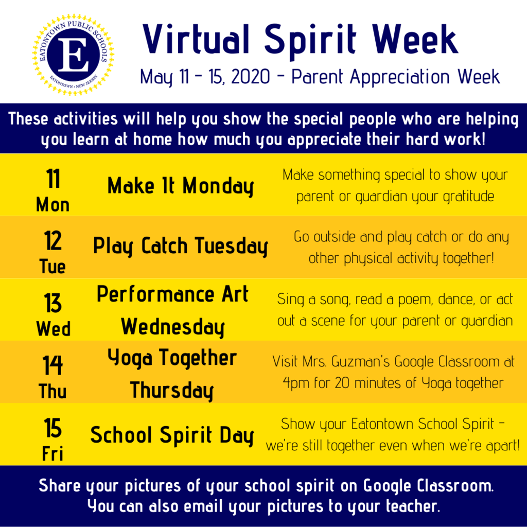 Virtual Spirit Week May 11-15