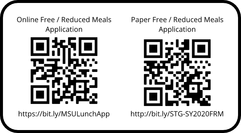 Free and Reduced Meals application QR Codes