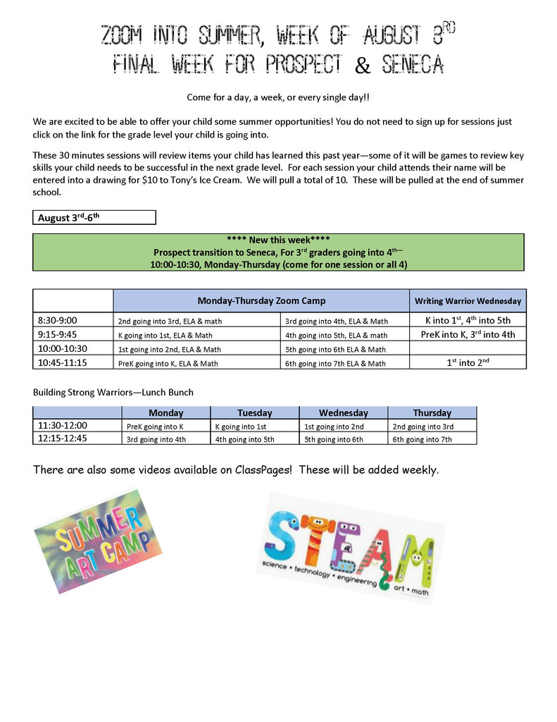 Zoom into Summer Week of Aug. 3rd Flyer