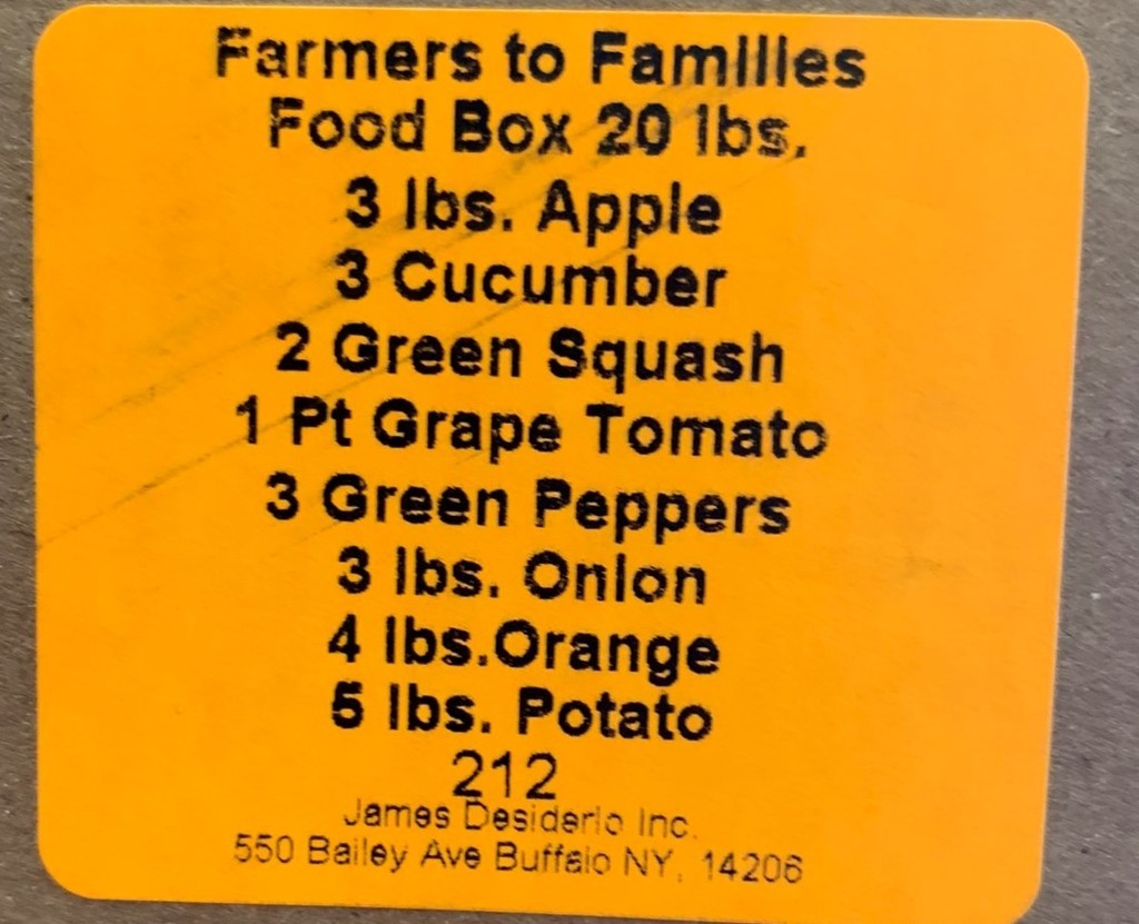 Contents of Farm Fresh Food Boxes