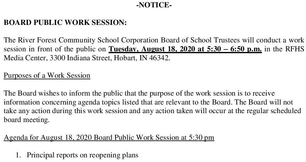 School Board Public Work Session