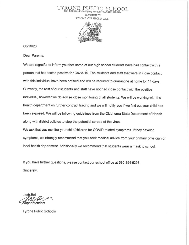 August 16 Covid Statement 