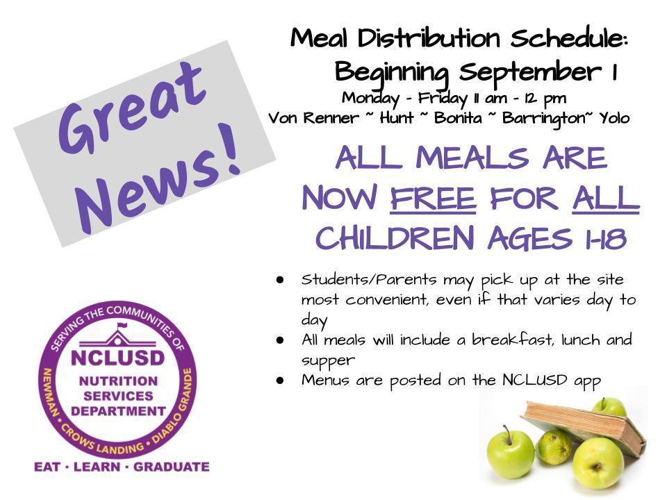 Meal distribution schedule