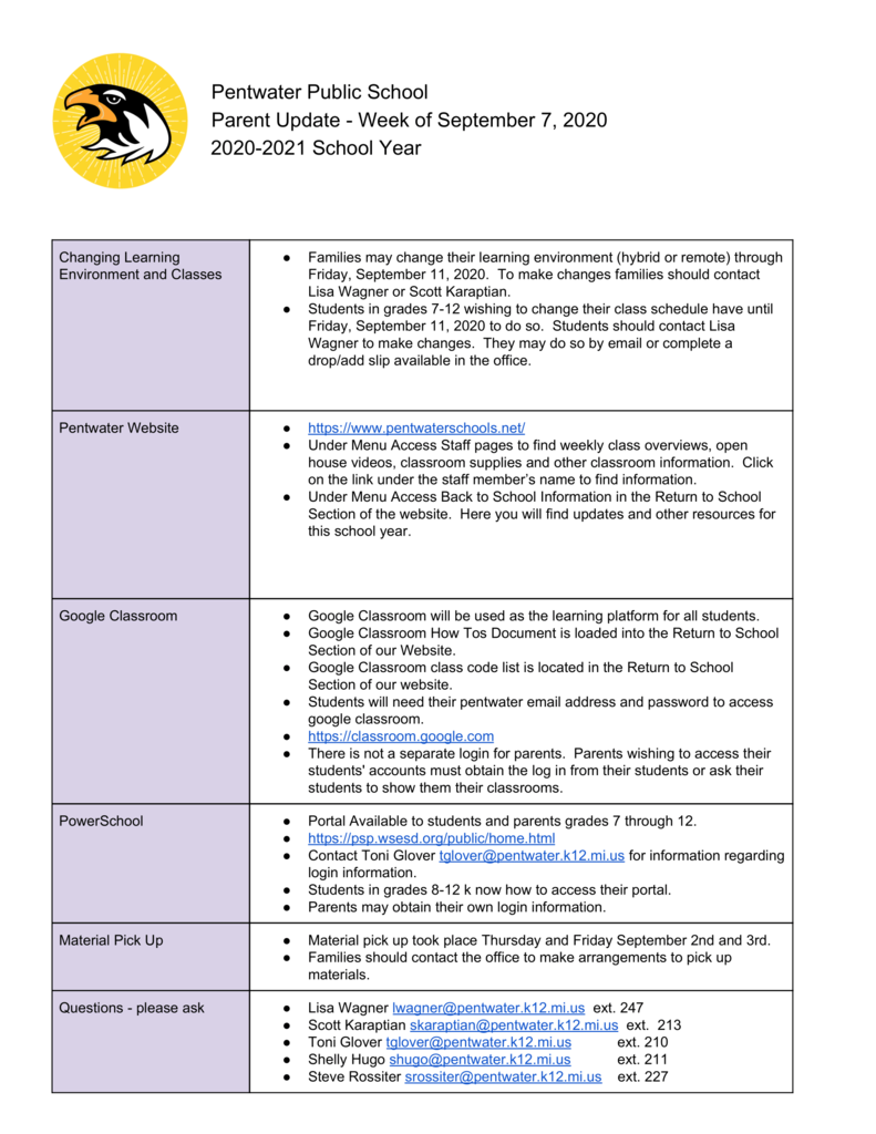 Parent Update Page 3 Week 9-7-2020