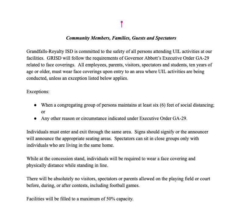 Grandfalls Guidelines