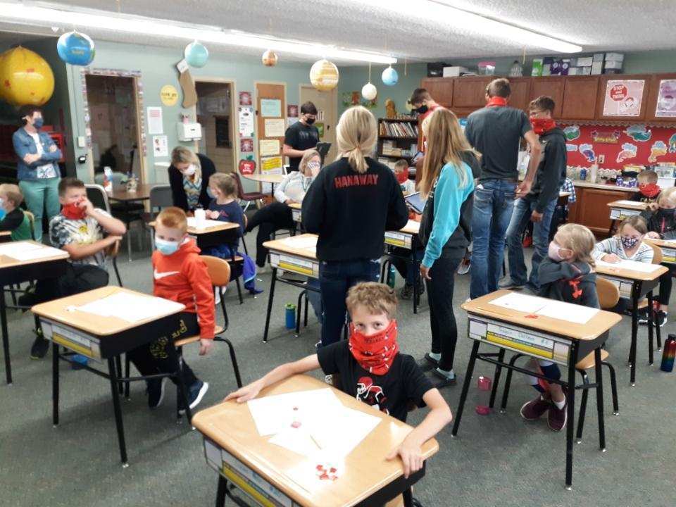 Students playing agriculture bingo.