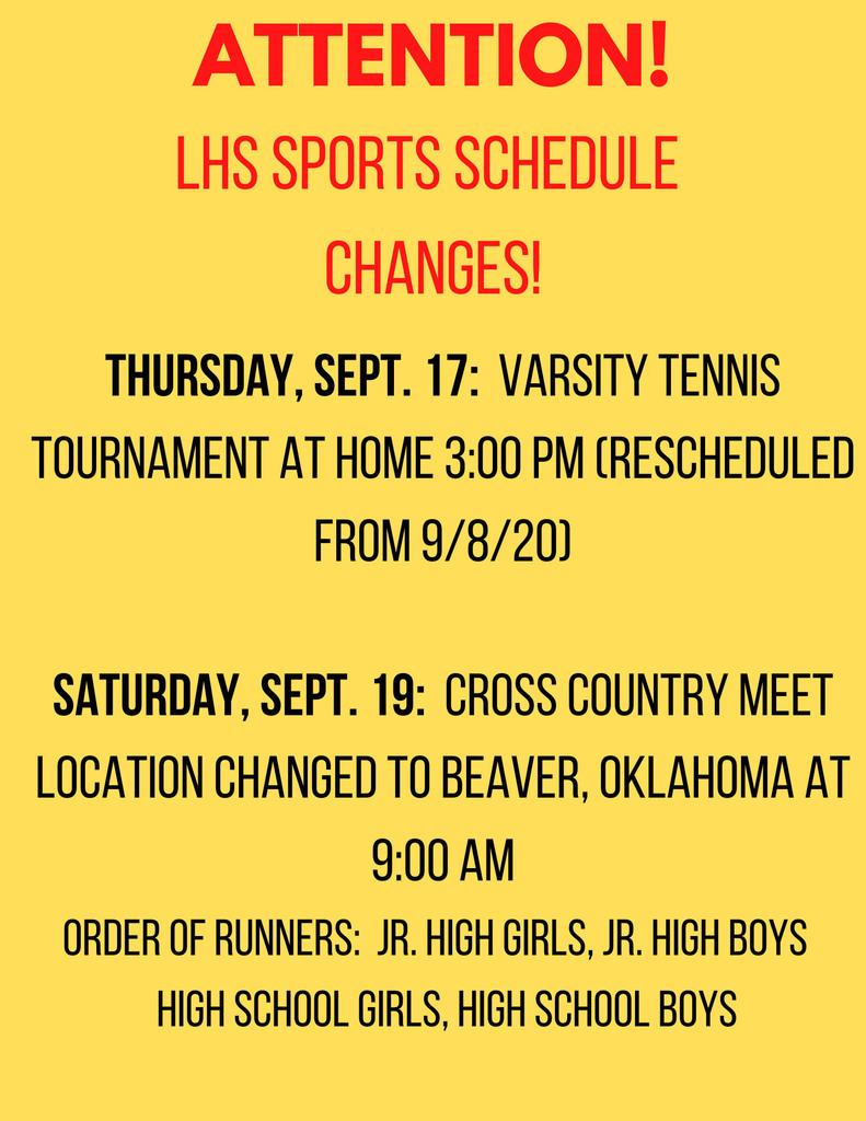 LHS SPORTS SCHEDULE CHANGES