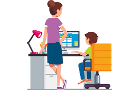 Technology Help for parents with student at desk