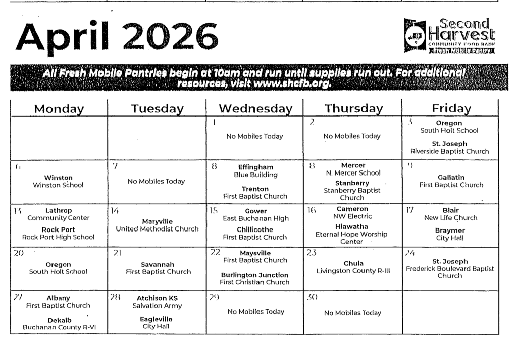 Second Harvest Mobile Food Pantry April 2026