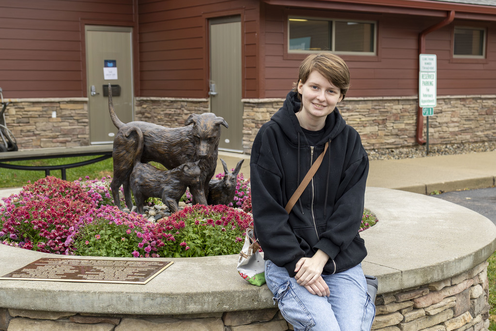 Hartland student outside of the Huron Valley Humane Society