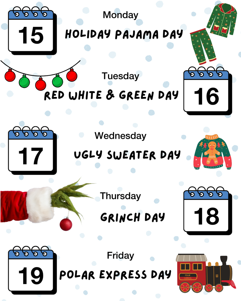 holiday spirit wear schedule