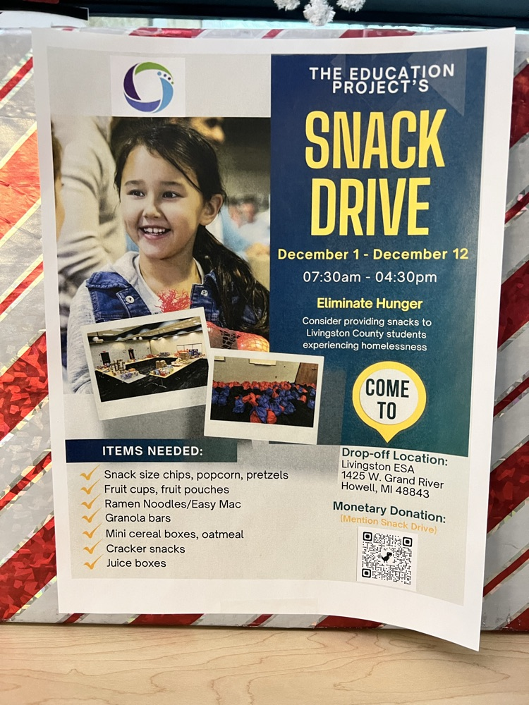 Flyer for our Snack Pack drive
