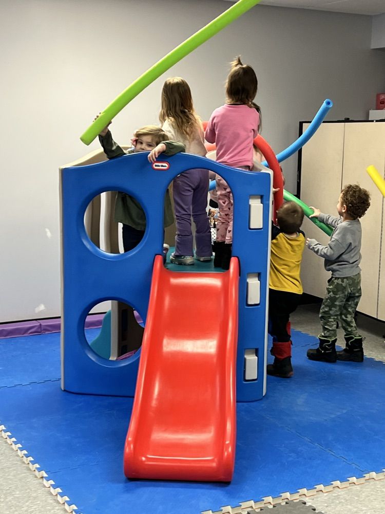 Students on playscape 