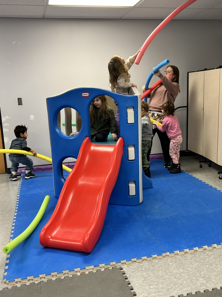 Students on playscape 