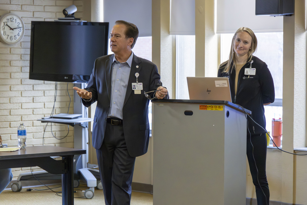 President John OMalley presents to group