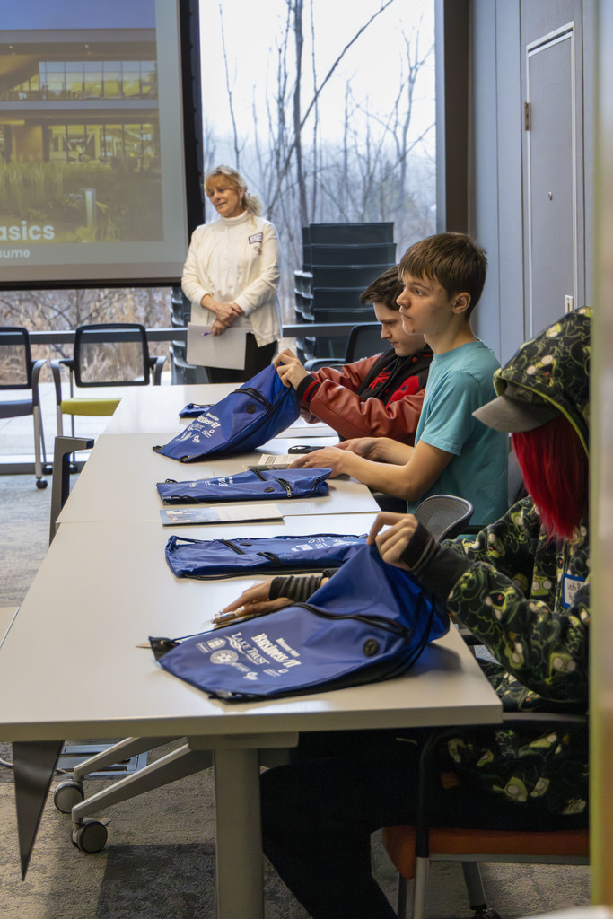 Student listening to HR presentation