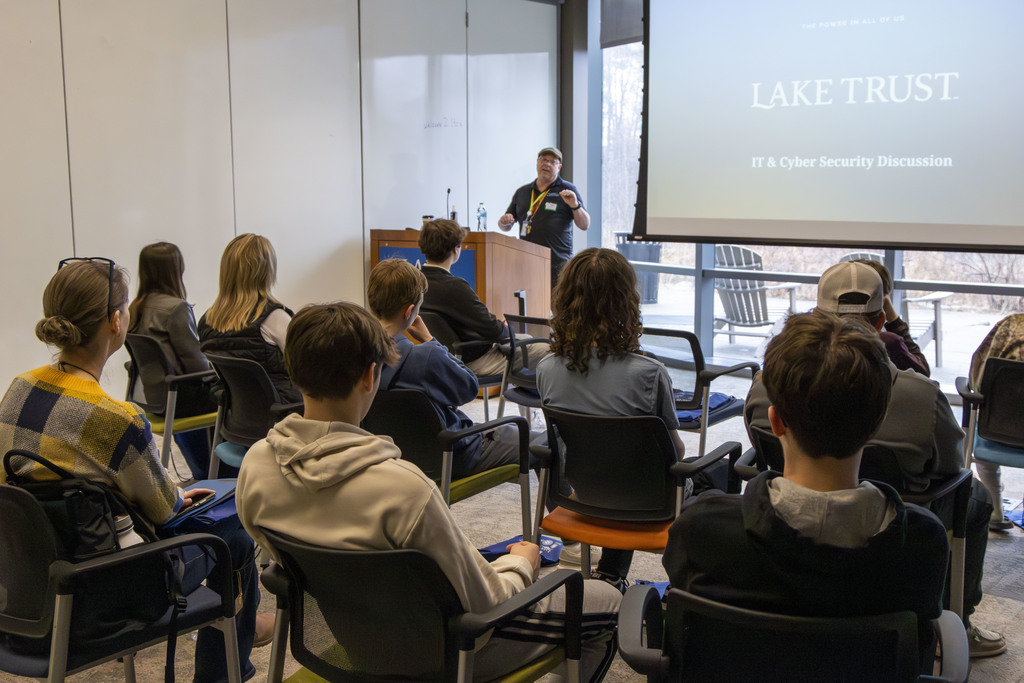 Mark Rogers presents to students about his career in IT.