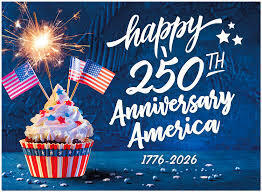 Happy 250th Anniversary - Cupcake with flag and sparklers
