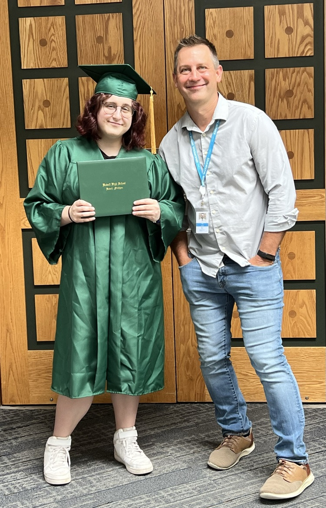 Young women standing with diploma next to her male teacher 📚🎓✨