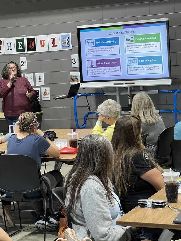 A presenter speaking to a group in front of a presentation slide titled "Types of Video Modeling."