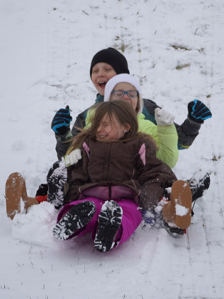 students in snow