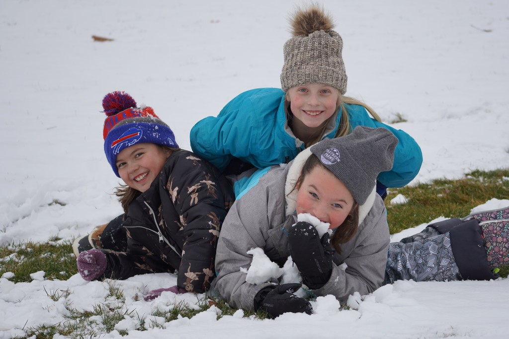 students in snow