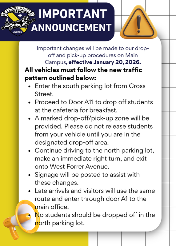 Details of changed drop off pick up procedure