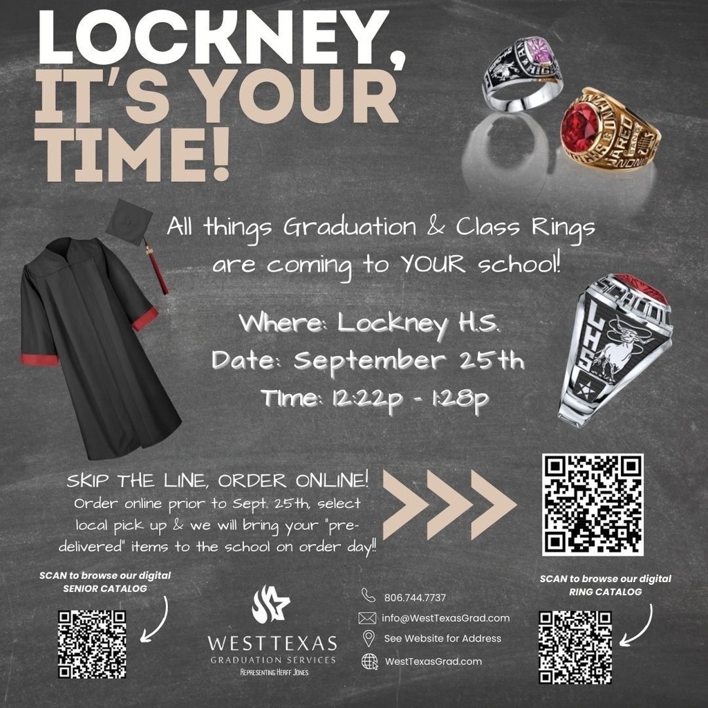 Class Ring & Cap/Gown Order info (see attached picture with more details) Our reps will be on campus Thursday, Sept. 25th during WIN (12:22 - 12:47 pm) to help students with questions that they may have. The goal is that students go online and place their order ahead of time, and save Thursday for official ring size and questions.
