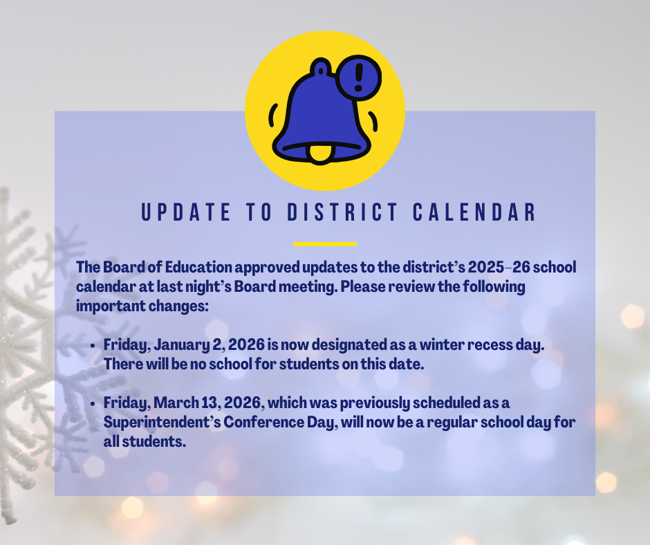 Update to District Calendar