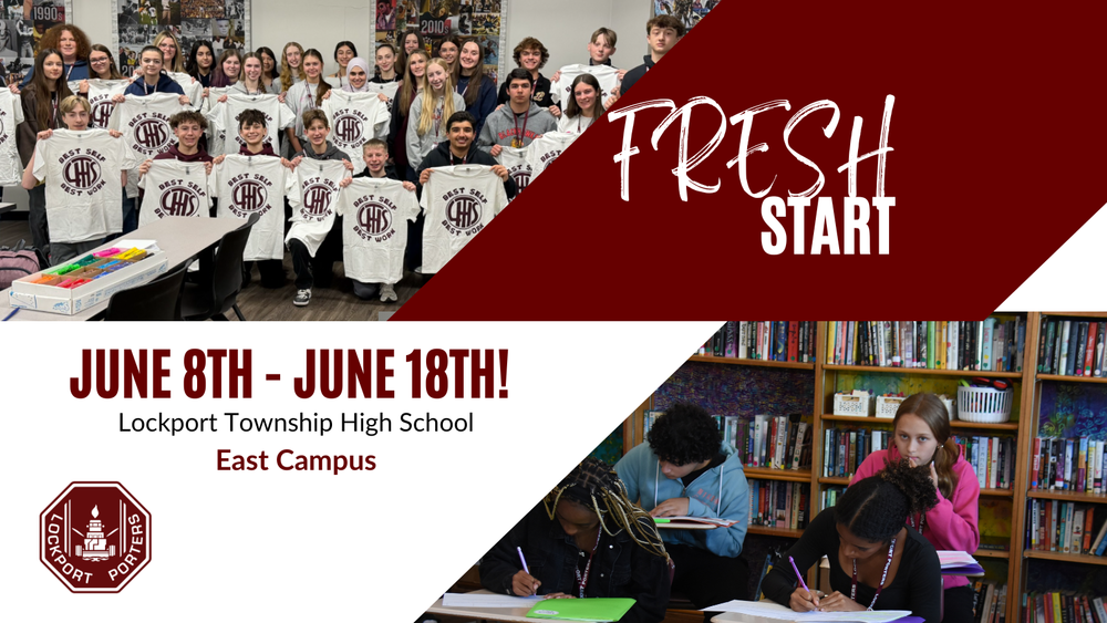 a graphic to promote the Fresh Start Program for 8th graders at East Campus