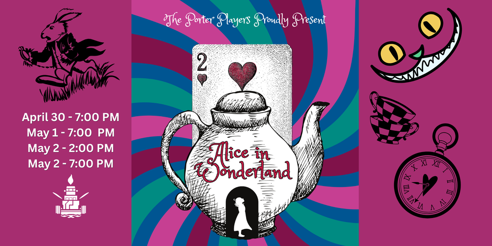 Spring Musical 2026 and a visual of a rabbit and dates and times listed for the Spring Musical