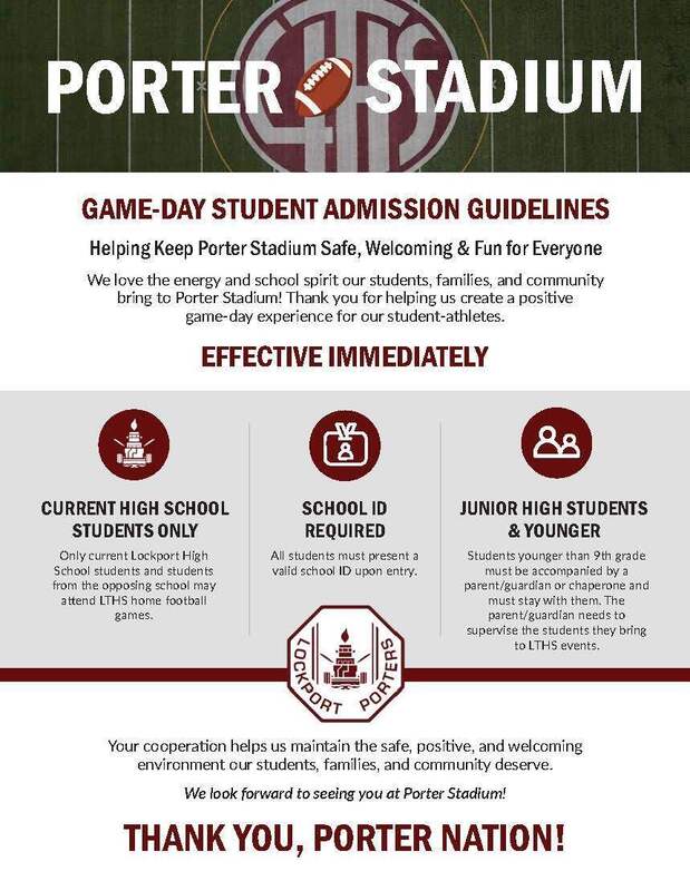 Porter Stadium Student Admission Guidelines
