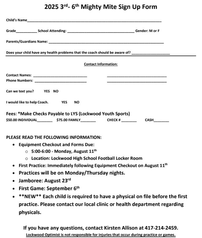 3-6 Football sign up