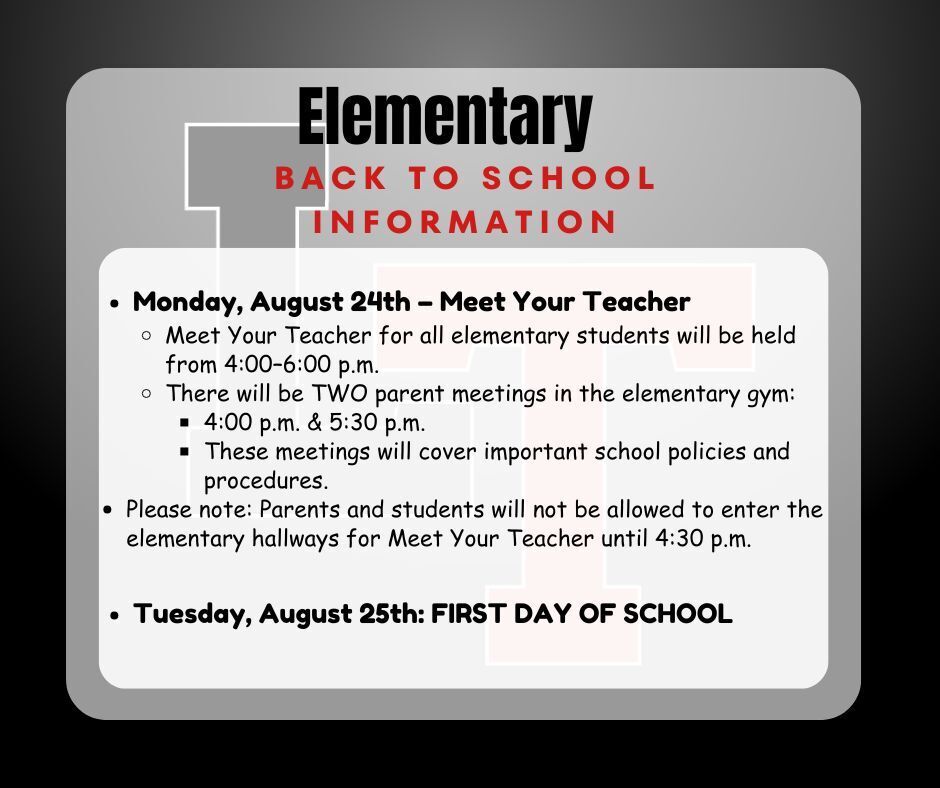 Elementary Back to School Info