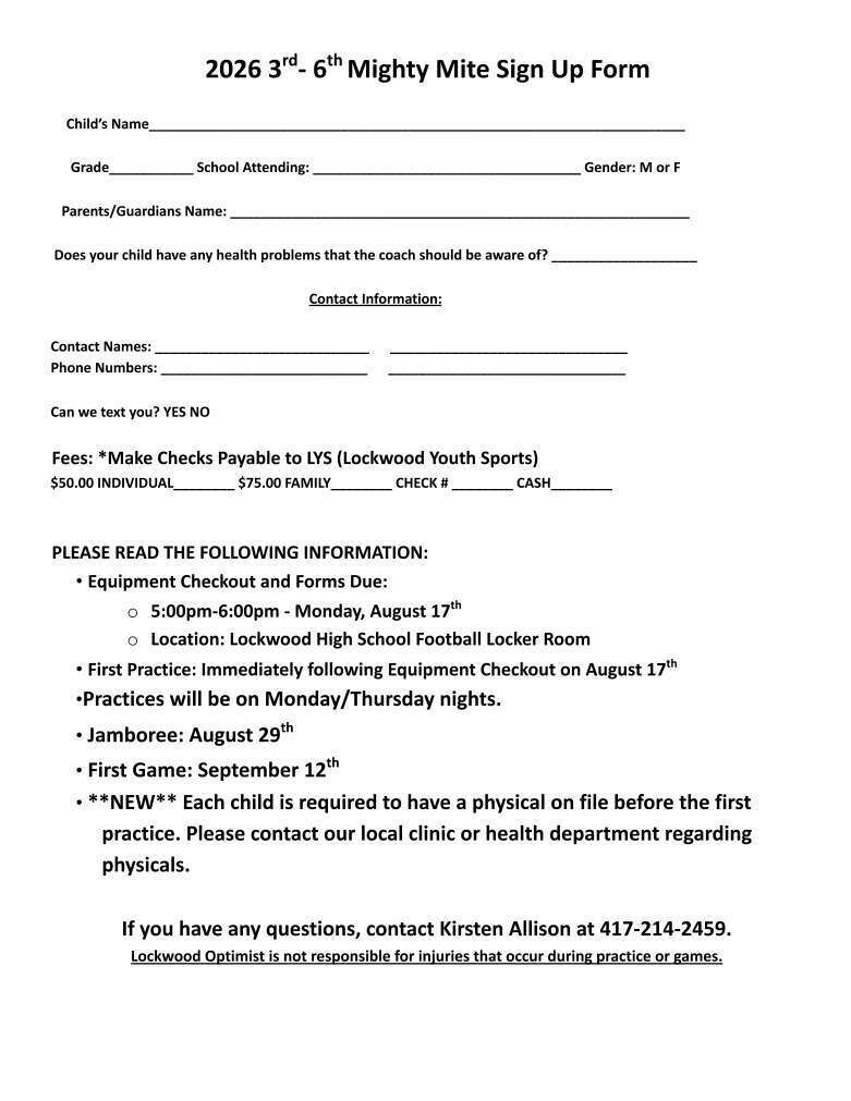 3rd-6th Grade Football Sign Ups 