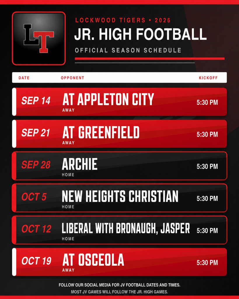 Jr. High Football Schedule