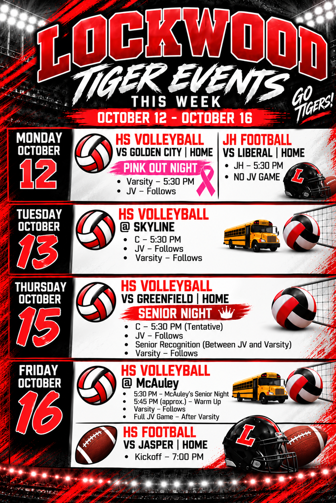 Tiger Events Week of 10/12