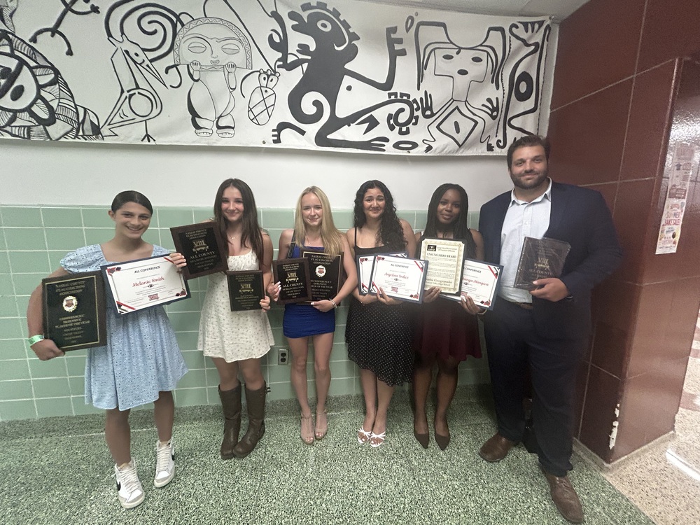 Varsity flag football players celebrate their awards at the close of the 2026 season.